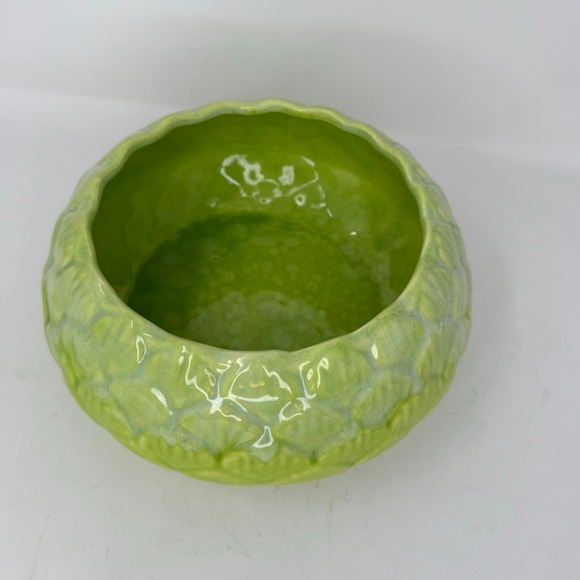 Moreno Ceramics Vintage Green Cracked Glaze Low Bowl Planter Dish USA MCM Retro - Picture 2 of 10